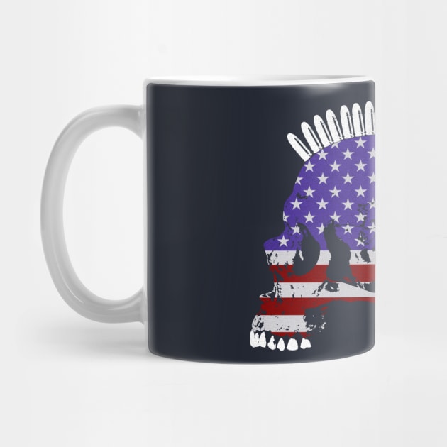 Skull with Bullet Mohawk in American Flag Pattern. by RawSunArt